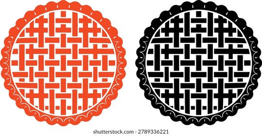 Two mooncake designs, one orange and one black, are presented as a distinctive silhouette style, showcasing traditional patterns.