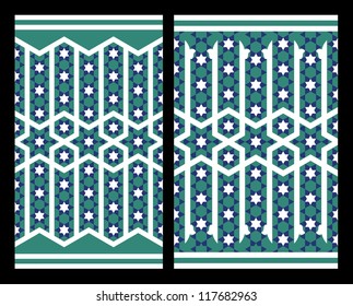 Two Morocco Seamless Borders. Traditional Islamic Design. Mosque decoration element.
