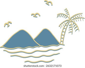 two mount and palm tree in beach