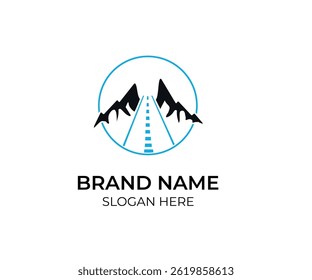 Two mountain with road logo