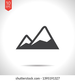 Two mountains covered with snow illustration. Nature vector icon