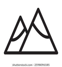 Two mountains icon with a bold and natural design, symbolizing adventure, nature, and exploration. Ideal for outdoor, travel, and landscape themes.