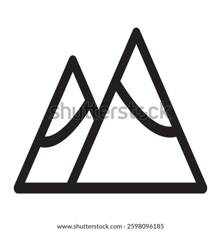 Two mountains icon with a bold and natural design, symbolizing adventure, nature, and exploration. Ideal for outdoor, travel, and landscape themes.