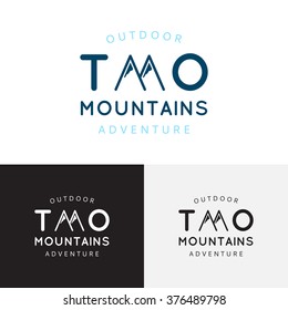 Two mountains logo. Vector template logo of the outdoor adventure agency and etc. Letter W in the form of two mountains.