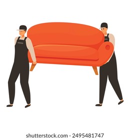 Two movers are carrying a sofa, moving house service concept