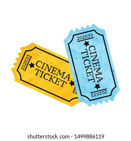 Two movie tickets. Vector illustration on a white background. Two movie tickets. Vector illustration on a white background.