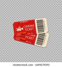 Two Movie Tickets Vector Illustration In Realistic Style. EPS 10