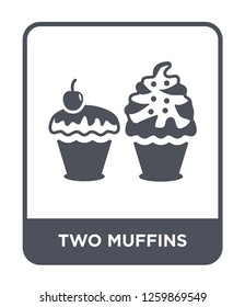 two muffins icon vector on white background, two muffins trendy filled icons from Party collection, two muffins simple element illustration