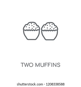 Two Muffins linear icon. Two Muffins concept stroke symbol design. Thin graphic elements vector illustration, outline pattern on a white background, eps 10.