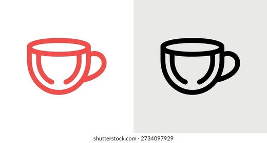 Dois contornos de caneca, um vermelho e um preto, apresentados lado a lado em um fundo branco.