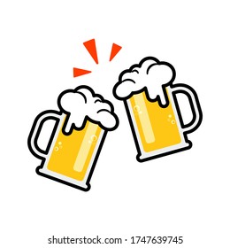 two mugs of beer , beer festival concept , vector , illustrator.