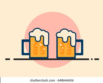 Two Mugs Of Beer Illustration