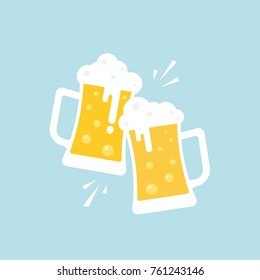 Two mugs of beer. Vector, illustration, flat