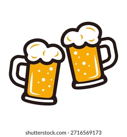 Dos tazas de cerveza espumosa para un brindis
