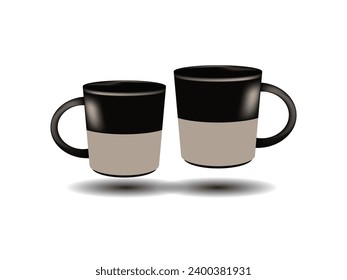 Two mugs on black  white Template.
