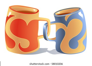 Two Mugs Symbolizing Two People in Love