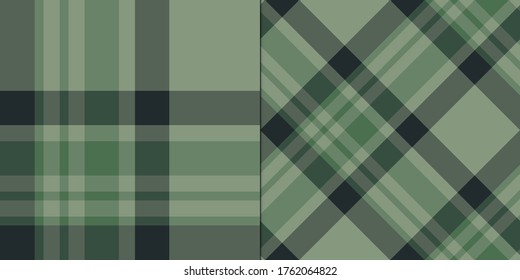 Two multicolor green plaid patterns. Tartan design for fabric, textile, wrapping etc.