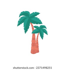 Two multicolored bright palm trees. One from the collection for travel. Vector illustration	