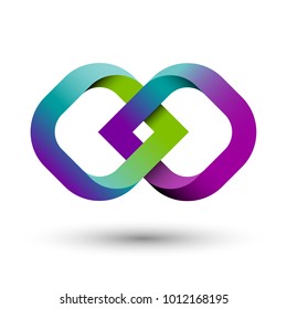 Two multicolored intertwined shapes, connection concept for logo design, eps10 vector
