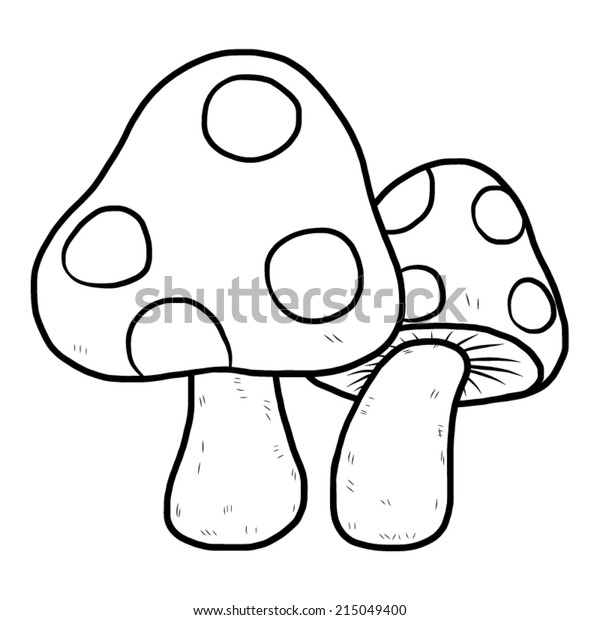 Two Mushroom Cartoon Vector Illustration Black Stock Vector (Royalty ...