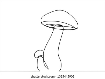 Two mushrooms. Continuous line drawing