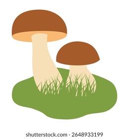 Dos setas con hierba verde aislado sobre fondo blanco. Ilustración vectorial plana.