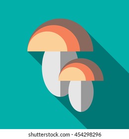 Two mushrooms icon in flat style on a turquoise background