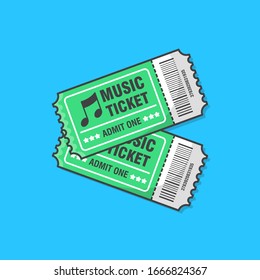 Two Music Concert Tickets Vector Icon Illustration. Ticket For Entrance To The Event