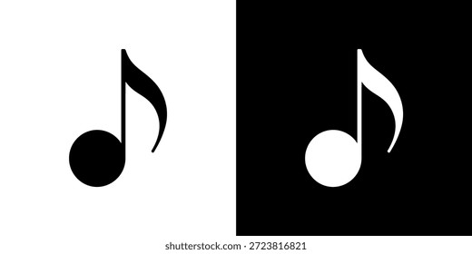 Dos notas musicales, una negra sobre blanca y otra blanca sobre negra, crean una Imagen equilibrada.