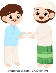 Two Muslim Men Exchanging Envelope