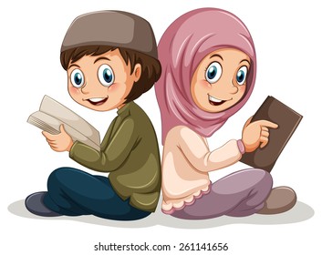 Two muslims reading books together