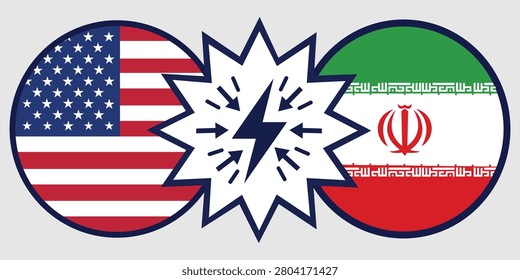 Two National Flag Circles With Lightning Bolt Clash Concept Illustration Symbol Of Conflict And Tension Editable Vector Design For Editorial And News Use