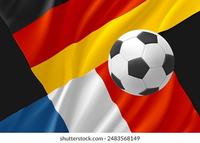 Two national football team match announcement. Germany vs France. 3d vector illustration