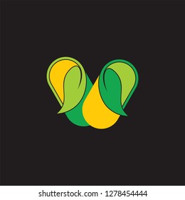 two natural capsule medicine symbol logo vector