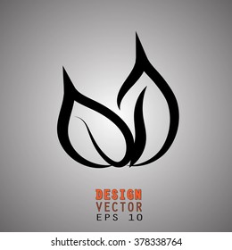 Two natural leaves outline vector illustration EPS 10. Ecological concept. 