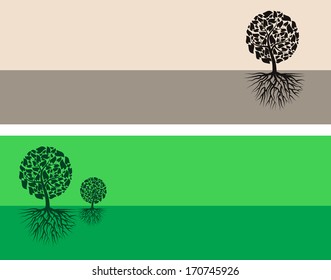 Two nature backgrounds with trees. eps10
