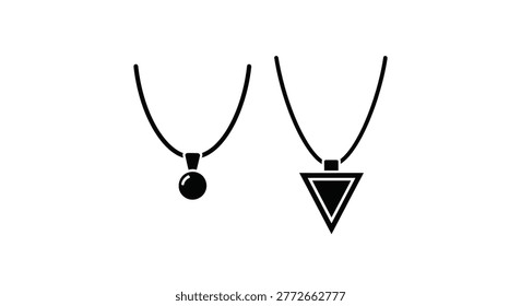 Two necklaces with different pendants black silhouette