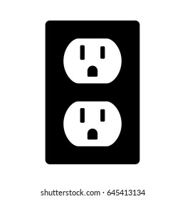 Two NEMA 5-15 Grounded Power Outlet / Ac Socket Flat Vector Icon For Apps And Websites