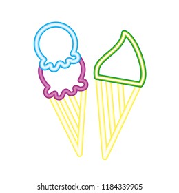 two neon delicious ice cream cone bright