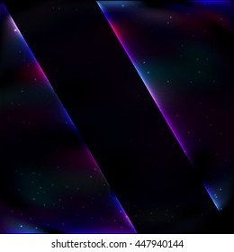 Two neon glowing triangle soap in retro style on a space background, hanging from above and below.