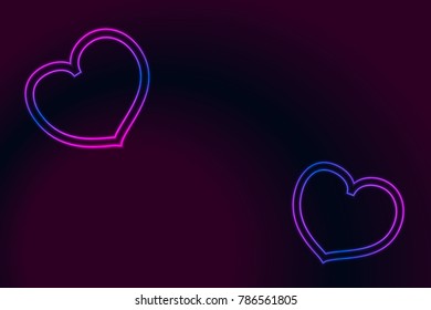 two neon hearts. in different angles