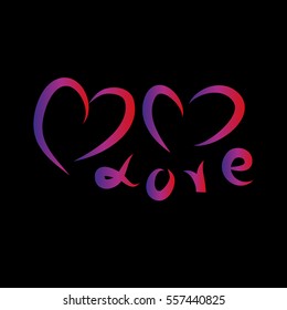 Two neon hearts on a black background