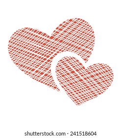 Two netting hearts on white background