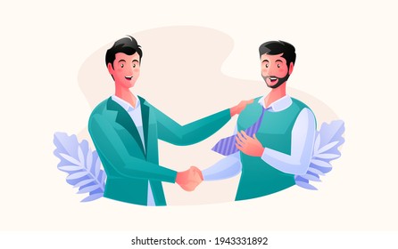 Two new business partners handshaking 