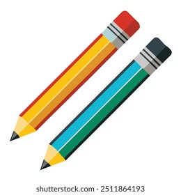 Two new close-up of two pencils on white background.