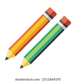 Two new close-up of two pencils on white background.