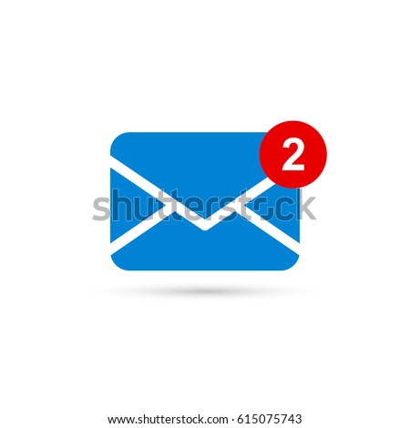 Two new messages icon with notification. Envelope with incoming message. Vector symbol.