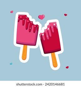 two nice, strawberry ice cream sundaes 