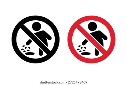Dos señales de advertencia de animales sin alimentación, una negra sobre fondo blanco y otra roja sobre fondo blanco que ilustran a las personas dispersando alimentos para pájaros u otras criaturas