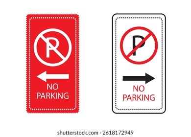 Two No Parking Signs, Red and White, for Traffic Control.